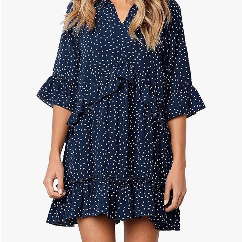 V Neck Ruffle Dress